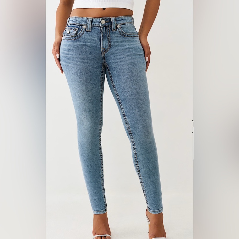 True Religion Jenny Mid rise Skinny Denim Blue Jeans 27